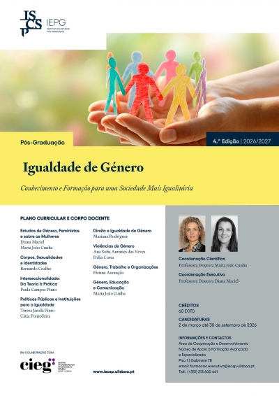 Candidaturas Abertas: P&oacute;s-Gradua&ccedil;&atilde;o em Igualdade de G&eacute;nero 2026/2027